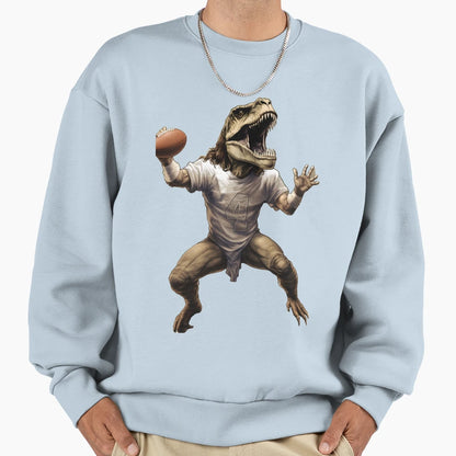 Dinosaur Playing Football Drafted Sweatshirt - Aesthetic Graphic Unisex - T-Shirt, Sweatshirt, Hoodie