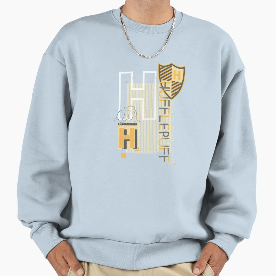 Hufflepuffzz Pattern Crest Sweatshirt - Minimalist Print for Adults - T-Shirt, Sweatshirt, Hoodie