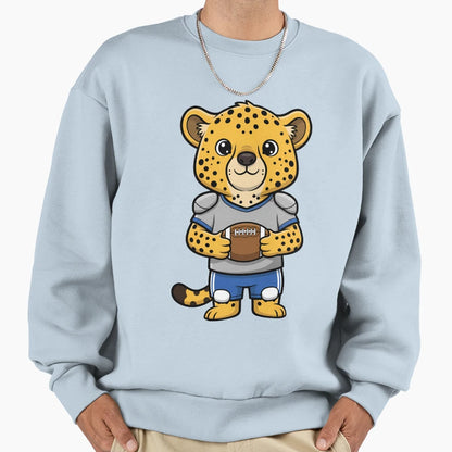 Cheetah Football Player Cartoon Sweatshirt - Streetwear Style Unisex - T-Shirt, Sweatshirt, Hoodie