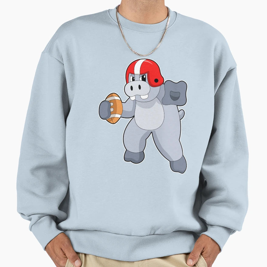 Hippo Football Sports Sweatshirt - Streetwear Style for Adults - T-Shirt, Sweatshirt, Hoodie