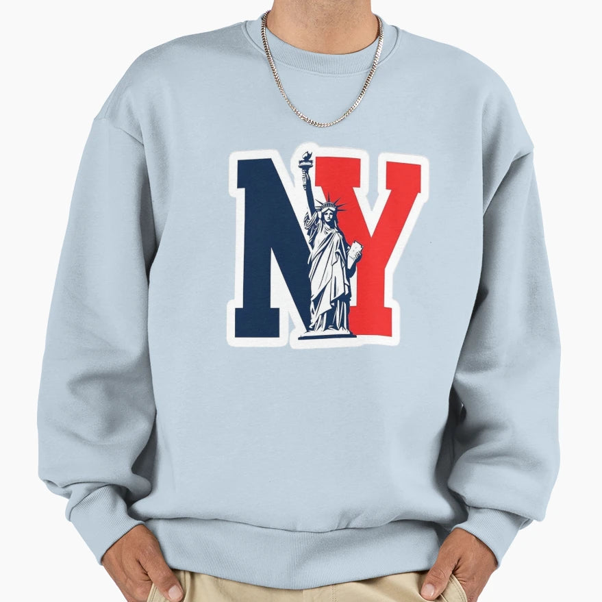 Ny Statue Liberty Bold Sweatshirt - Casual Everyday Wear Men Women - T-Shirt, Sweatshirt, Hoodie