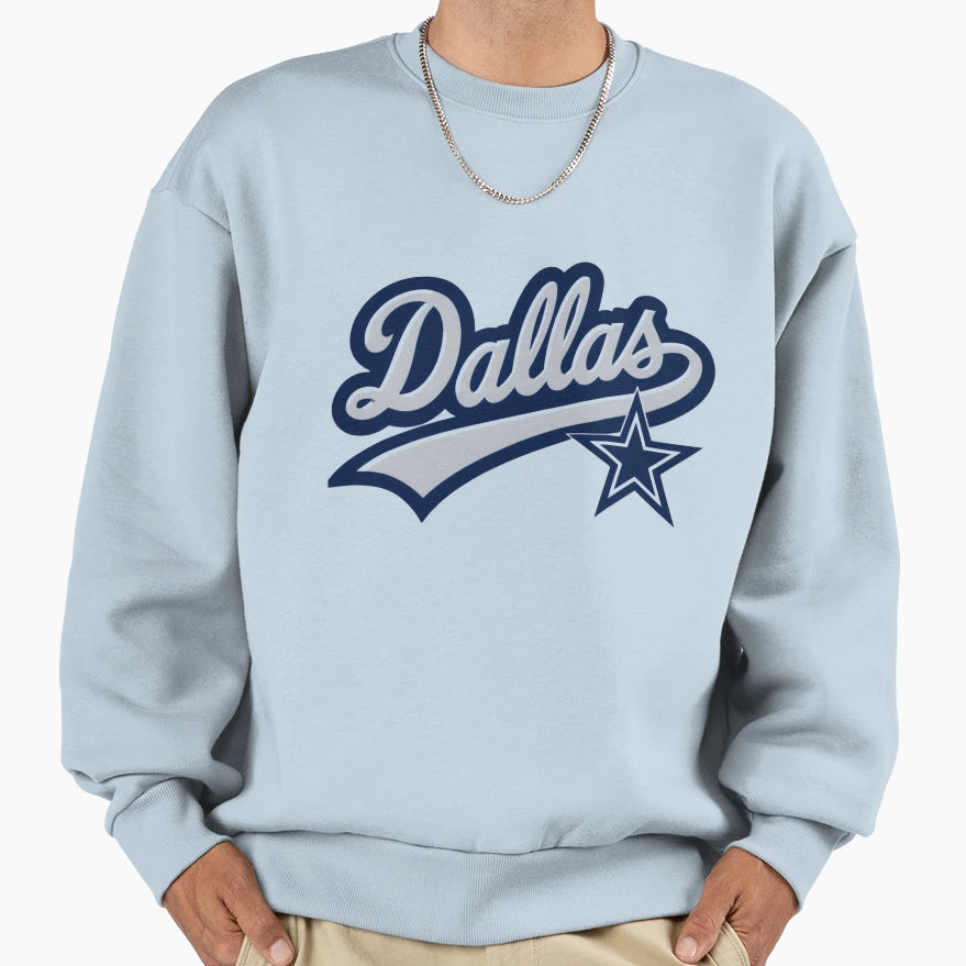 Dallas Script Logo Star Sweatshirt - Graphic Print for Adults - T-Shirt, Sweatshirt, Hoodie