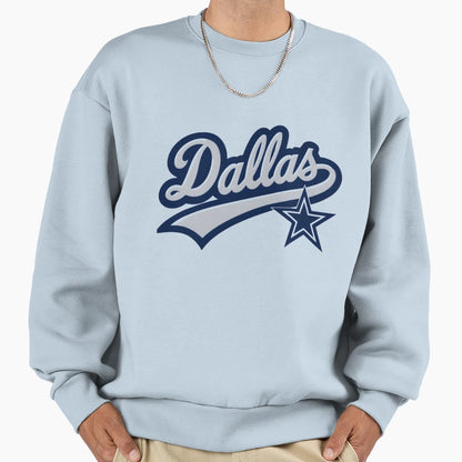 Dallas Script Logo Star Sweatshirt - Graphic Print for Adults - T-Shirt, Sweatshirt, Hoodie