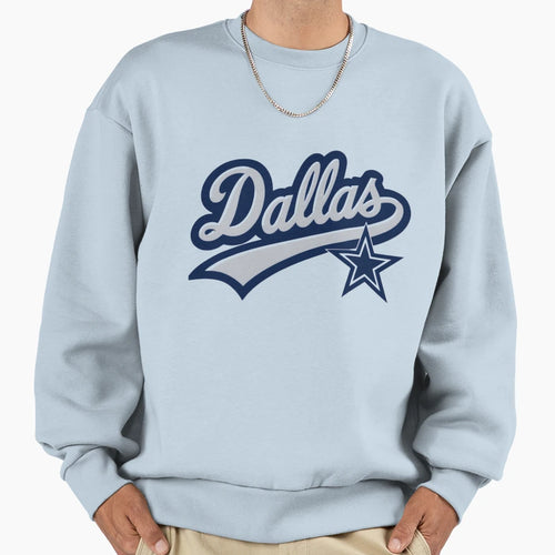 Dallas Script Logo Star Sweatshirt - Graphic Print for Adults - T-Shirt, Sweatshirt, Hoodie