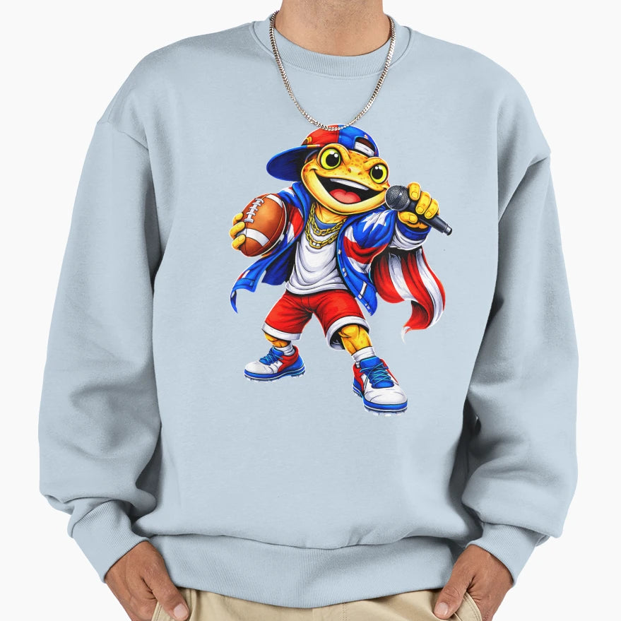 Puerto Rico Flag Music Coqui Frog Sweatshirt - Aesthetic Graphic Unisex - T-Shirt, Sweatshirt, Hoodie