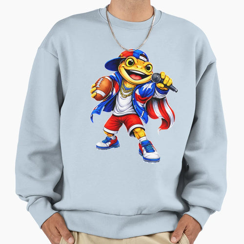 Puerto Rico Flag Music Coqui Frog Sweatshirt - Aesthetic Graphic Unisex - T-Shirt, Sweatshirt, Hoodie