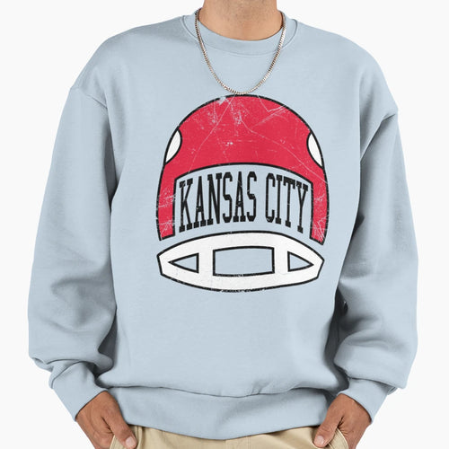 Kansas City Helmet White Sweatshirt - Unique Graphic for Adults - T-Shirt, Sweatshirt, Hoodie
