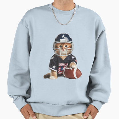 Kitty Playing American Football Sweatshirt - Fun Novelty Design Unisex - T-Shirt, Sweatshirt, Hoodie