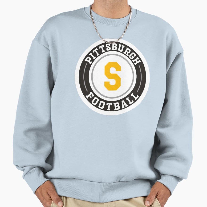 Pittsburgh Football Round Badge Sweatshirt - Fun Novelty Design for Adults - T-Shirt, Sweatshirt, Hoodie