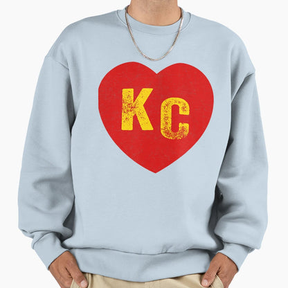 Kc Red Yellow Heart Kansas Sweatshirt - Casual Everyday Wear for Adults - T-Shirt, Sweatshirt, Hoodie
