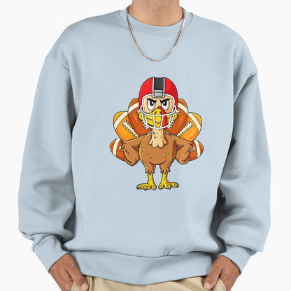 Thanksgiving Turkey Football Player Sweatshirt - Unique Graphic Men Women - T-Shirt, Sweatshirt, Hoodie