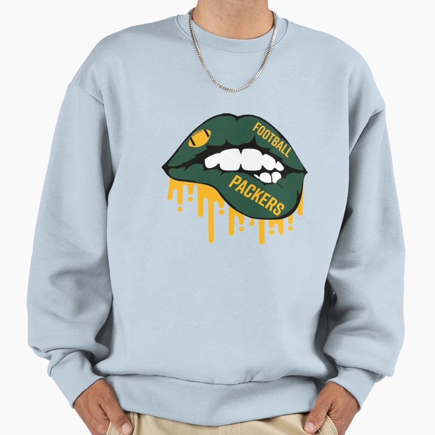 Packers Football Lips Sweatshirt - Streetwear Style for Adults - T-Shirt, Sweatshirt, Hoodie