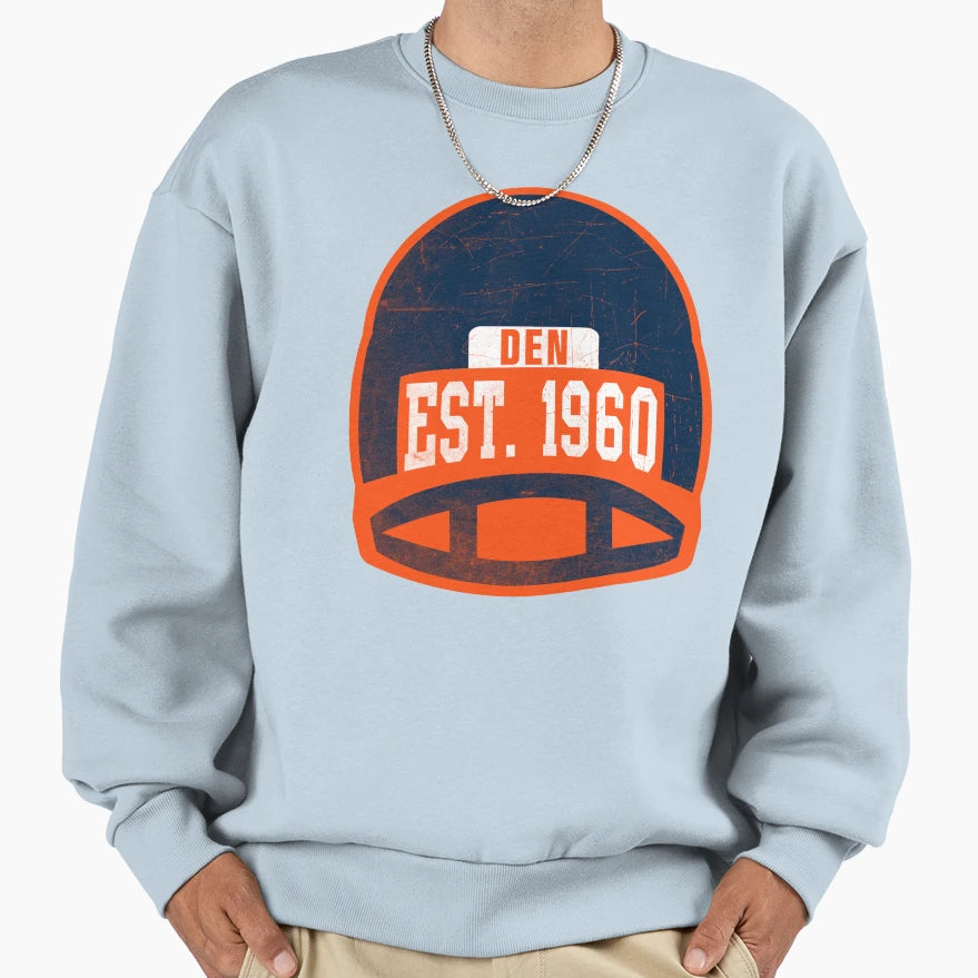 Denver Throwback Football Helmet Sweatshirt - Unique Graphic Unisex - T-Shirt, Sweatshirt, Hoodie
