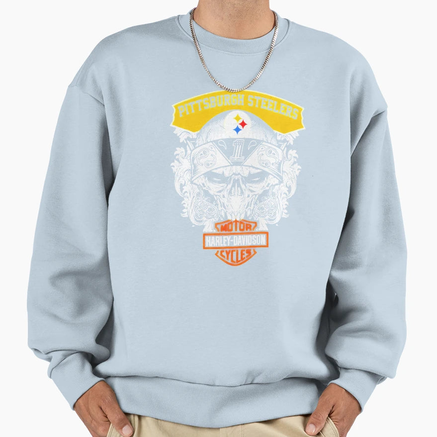 Skull Motor H Rl David Son P I T T S B U Sweatshirt - Graphic Print Unisex - T-Shirt, Sweatshirt, Hoodie