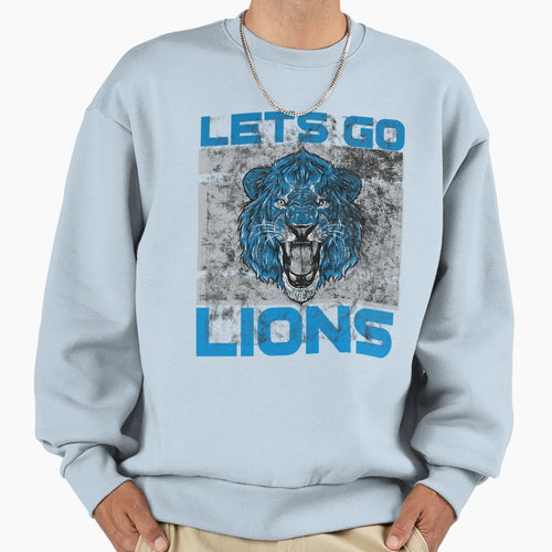 Lets Go Lions Washed And Worn Sweatshirt - Minimalist Print Unisex - T-Shirt, Sweatshirt, Hoodie