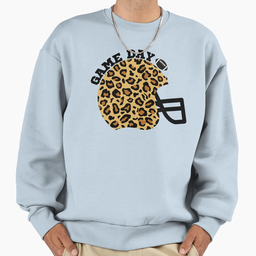 Game Day Leopard Football Helmet Sweatshirt - Trendy Graphic for Adults - T-Shirt, Sweatshirt, Hoodie