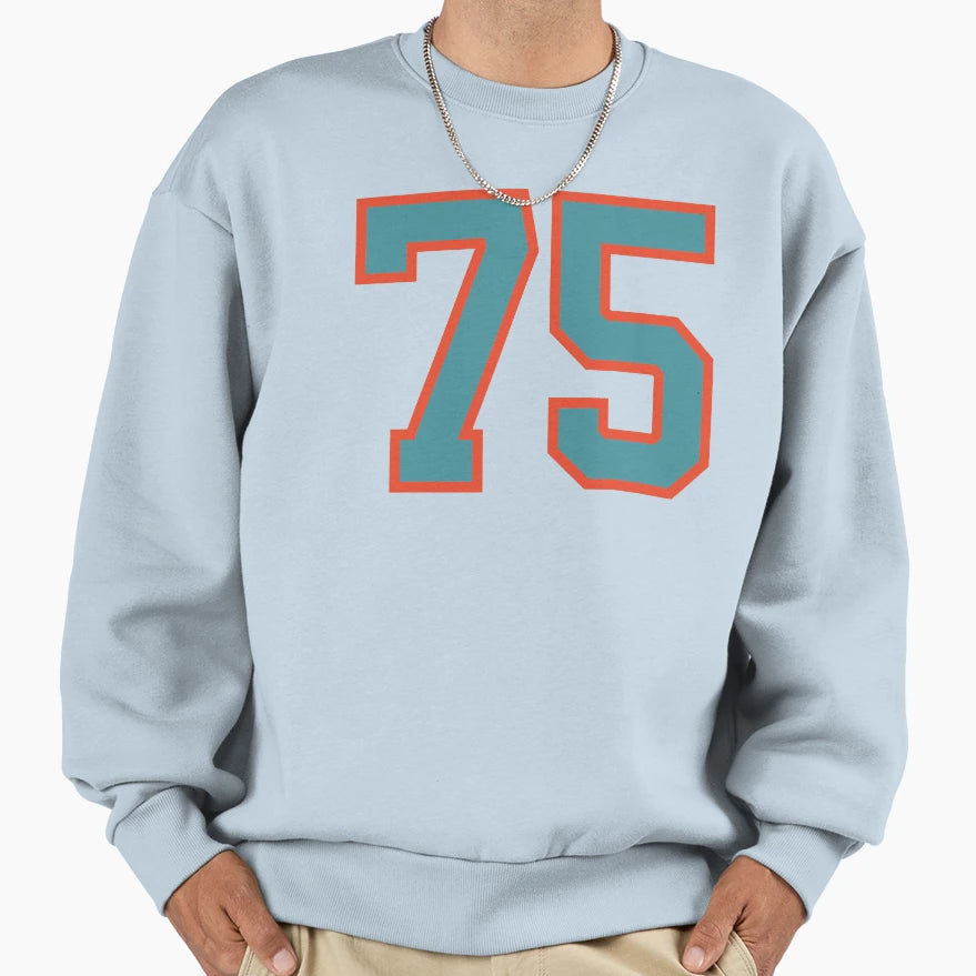 75 Number Aqua Orange Lucky Sports Sweatshirt - Graphic Print Men Women - T-Shirt, Sweatshirt, Hoodie