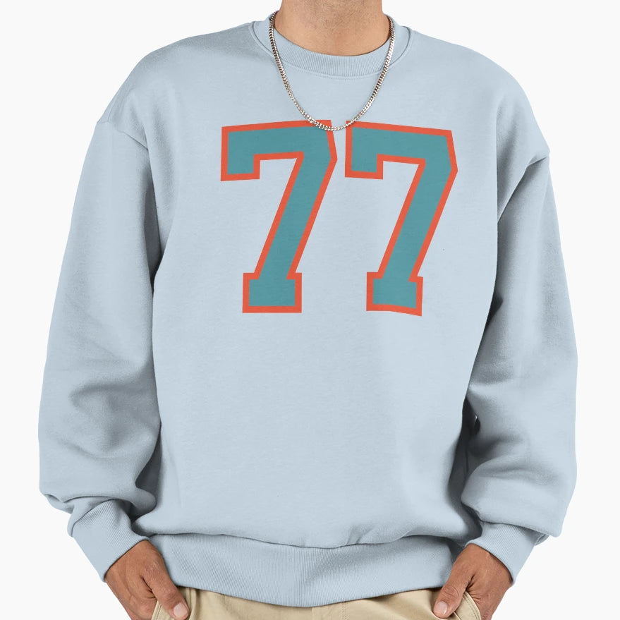 77 Number Aqua Orange Lucky Sports Sweatshirt - Streetwear Style Unisex - T-Shirt, Sweatshirt, Hoodie
