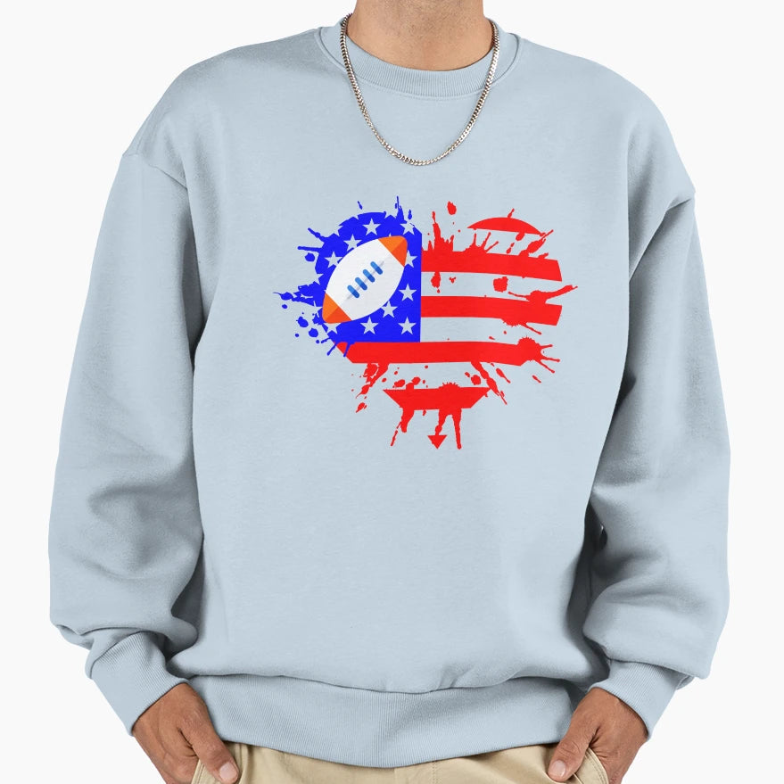 Football American Flag 4Th July Sweatshirt - Custom Art Print Men Women - T-Shirt, Sweatshirt, Hoodie