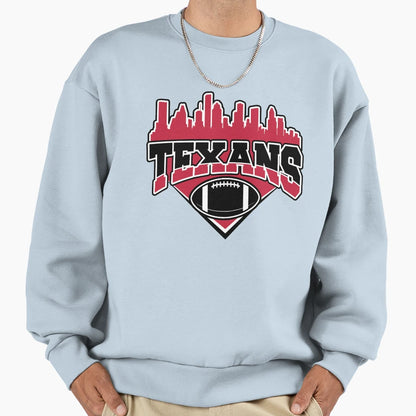 Texans Football Skyline Football Team Sweatshirt - Graphic Print Men Women - T-Shirt, Sweatshirt, Hoodie