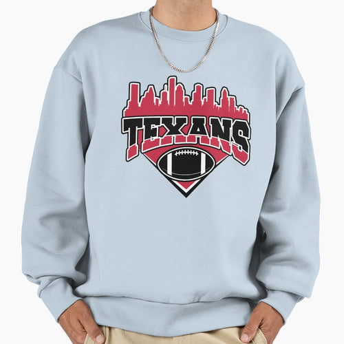 Texans Football Skyline Football Team Sweatshirt - Graphic Print Men Women - T-Shirt, Sweatshirt, Hoodie