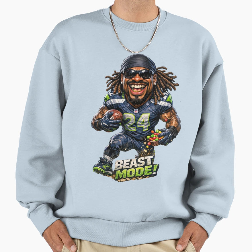 Beastmode Lynch Caricature Sweatshirt - Fun Novelty Design for Adults - T-Shirt, Sweatshirt, Hoodie