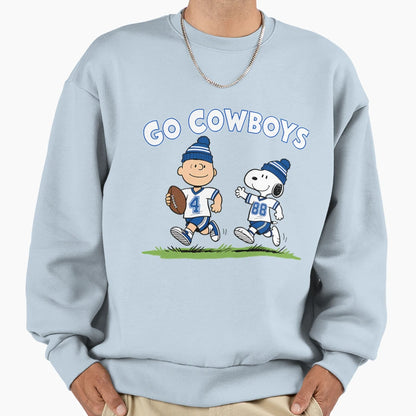 Dallas Football Go Cowboys Snoopy Sweatshirt - Minimalist Print for Adults - T-Shirt, Sweatshirt, Hoodie