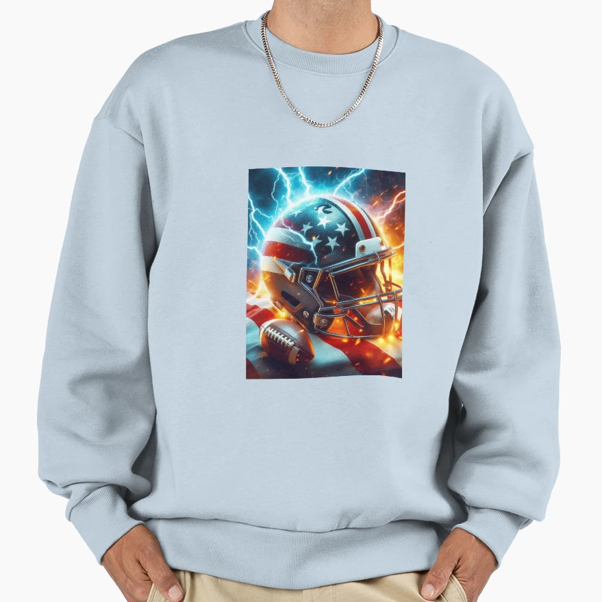Electric Gridiron Fiery American Sweatshirt - Custom Art Print for Adults - T-Shirt, Sweatshirt, Hoodie