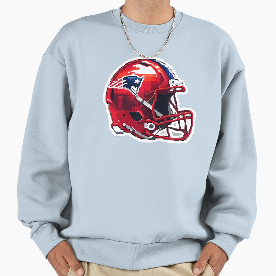 Pixel American Football Helmet Red Sweatshirt - Minimalist Print for Adults - T-Shirt, Sweatshirt, Hoodie