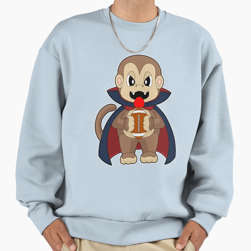Monkey Halloween American Football Sweatshirt - Trendy Graphic Men Women - T-Shirt, Sweatshirt, Hoodie