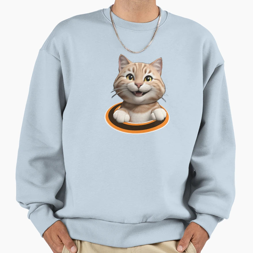 Kitty Meow Sweatshirt - Minimalist Print Unisex - T-Shirt, Sweatshirt, Hoodie
