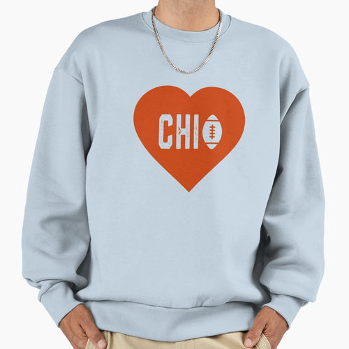 I Love Chicago Football Heart Chi Sweatshirt - Streetwear Style for Adults - T-Shirt, Sweatshirt, Hoodie