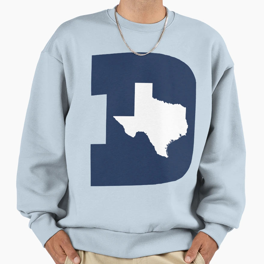 D Texas Blue White Sweatshirt - Custom Art Print for Adults - T-Shirt, Sweatshirt, Hoodie