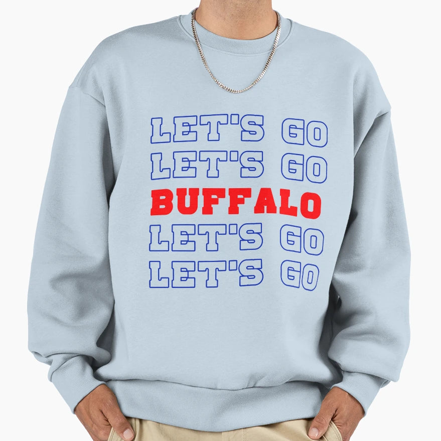 Lets Go Buffalo Stacked Varsity Sweatshirt - Minimalist Print Men Women - T-Shirt, Sweatshirt, Hoodie