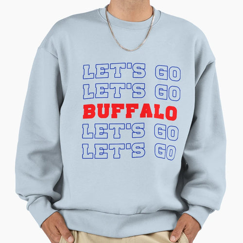 Lets Go Buffalo Stacked Varsity Sweatshirt - Minimalist Print Men Women - T-Shirt, Sweatshirt, Hoodie