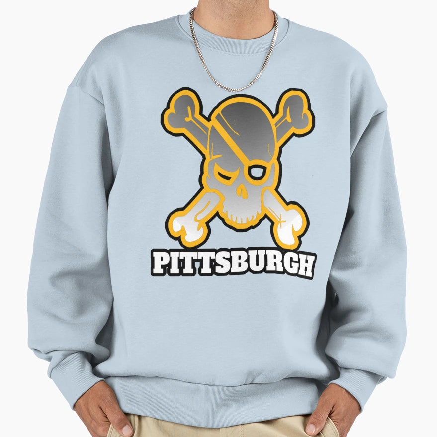 Pittsburgh Skull And Bones Shirts T-Shirt - Fun Novelty Design for Adults - T-Shirt, Sweatshirt, Hoodie