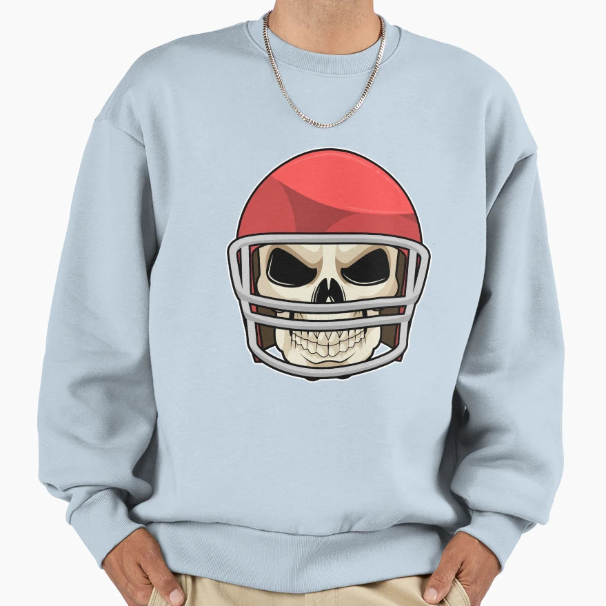 Skull Football Helmet Sweatshirt - Graphic Print Unisex - T-Shirt, Sweatshirt, Hoodie