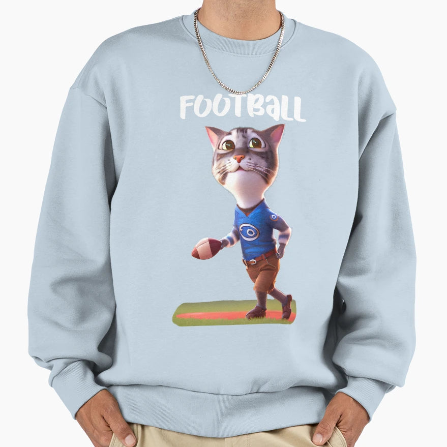 Cat Football Sweatshirt - Fun Novelty Design for Adults - T-Shirt, Sweatshirt, Hoodie