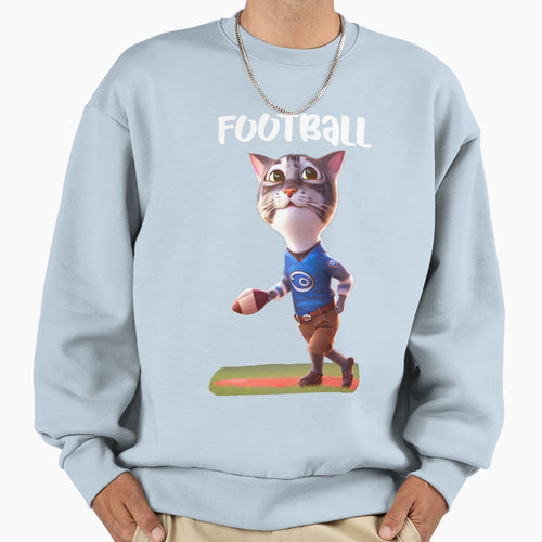 Cat Football Sweatshirt - Fun Novelty Design for Adults - T-Shirt, Sweatshirt, Hoodie