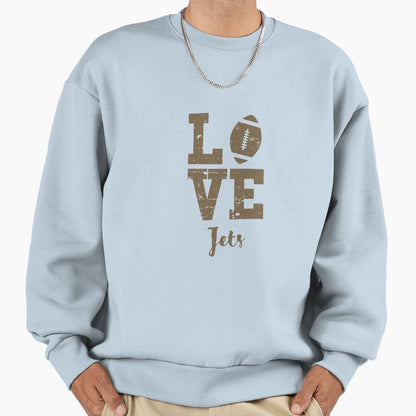 Gold Color Football Love Jets Sweatshirt - Novelty Apparel for Adults - T-Shirt, Sweatshirt, Hoodie