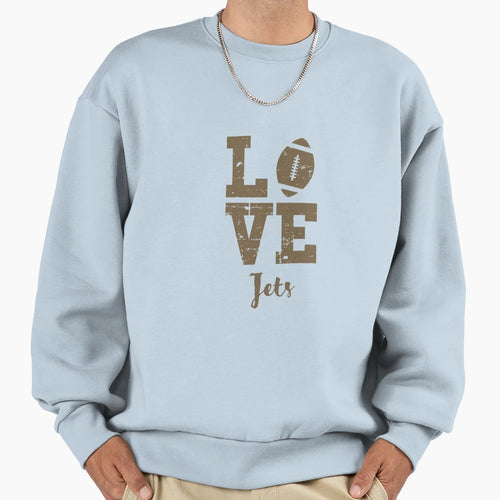 Gold Color Football Love Jets Sweatshirt - Novelty Apparel for Adults - T-Shirt, Sweatshirt, Hoodie