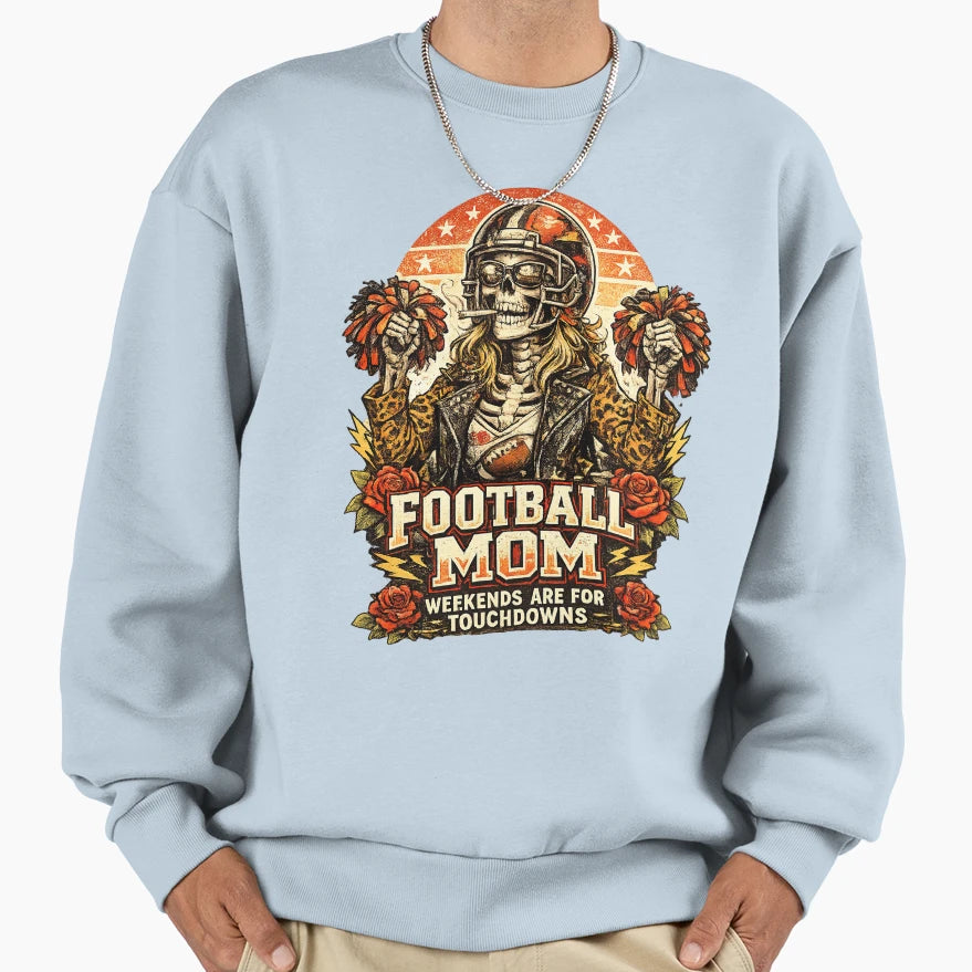Football Mom Skull Mom Sweatshirt - Fun Novelty Design Men Women - T-Shirt, Sweatshirt, Hoodie