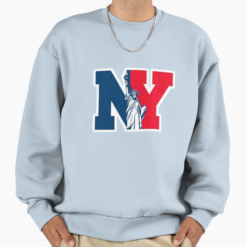 Ny Logo Featuring Statue Liberty Sweatshirt - Trendy Graphic for Adults - T-Shirt, Sweatshirt, Hoodie