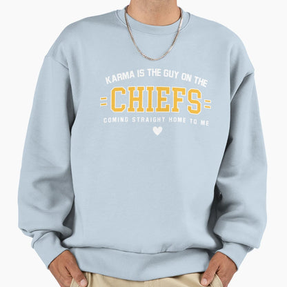 Karma Is Guy Chiefs 2023 Sweatshirt - Unique Graphic Men Women - T-Shirt, Sweatshirt, Hoodie