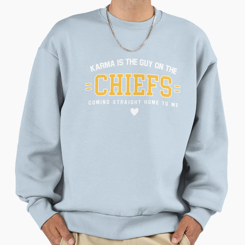 Karma Is Guy Chiefs 2023 Sweatshirt - Unique Graphic Men Women - T-Shirt, Sweatshirt, Hoodie