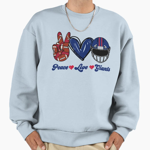 Peace Love Giants Football Sweatshirt - Casual Everyday Wear for Adults - T-Shirt, Sweatshirt, Hoodie