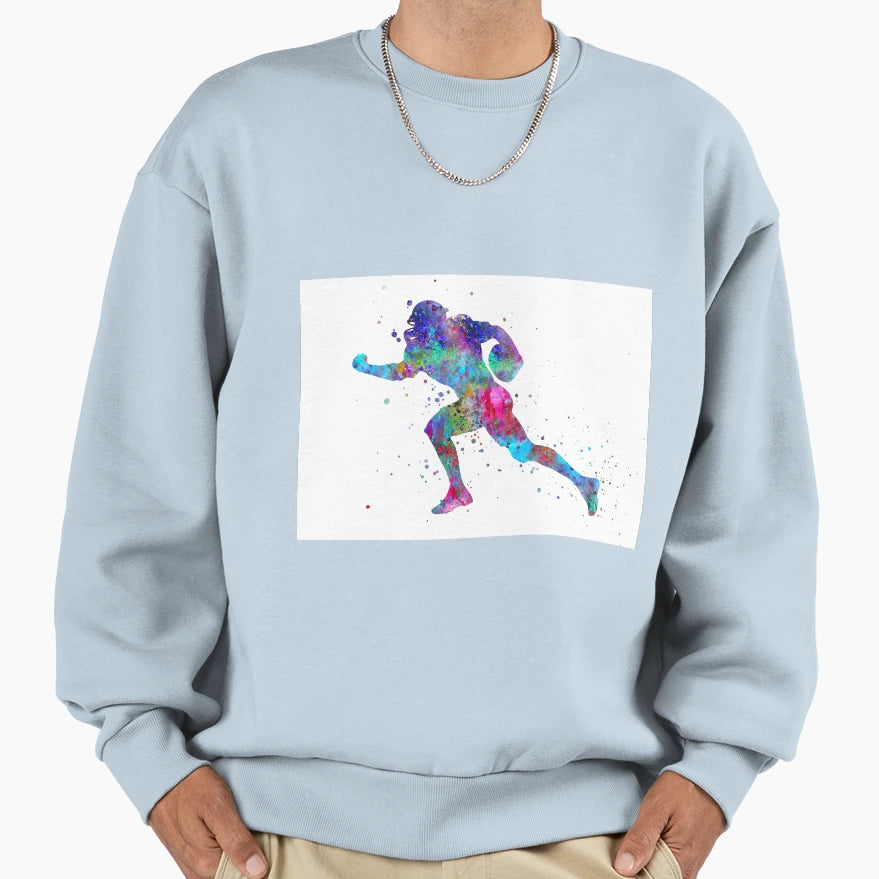 American Football Player Watercolor Sweatshirt - Custom Art Print Unisex - T-Shirt, Sweatshirt, Hoodie