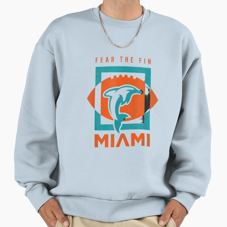 Dolphin Fear Fin Miami Football Sweatshirt - Fun Novelty Design Men Women - T-Shirt, Sweatshirt, Hoodie