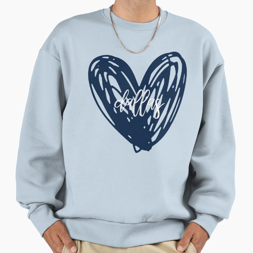 Dallas Cowboys Heart Sweatshirt - Casual Everyday Wear Unisex - T-Shirt, Sweatshirt, Hoodie