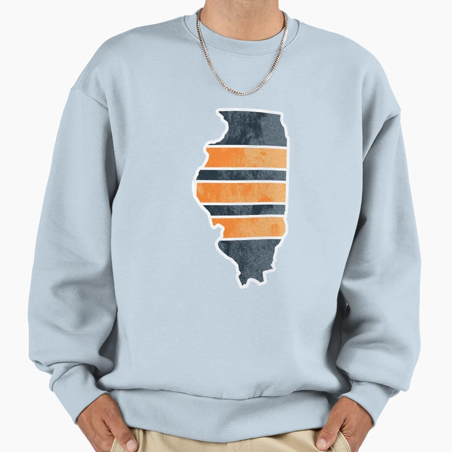 Chicago Bears Illinois State Outline Sweatshirt - Unique Graphic Unisex - T-Shirt, Sweatshirt, Hoodie